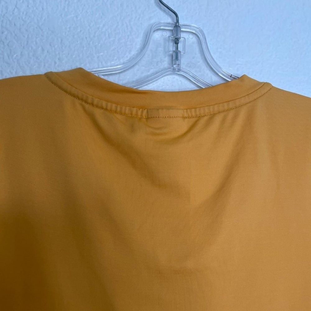 Adidas Climalite V-Neck Athletic T-Shirt Womens Medium Mustard Yellow Gold Sport - Picture 14 of 14